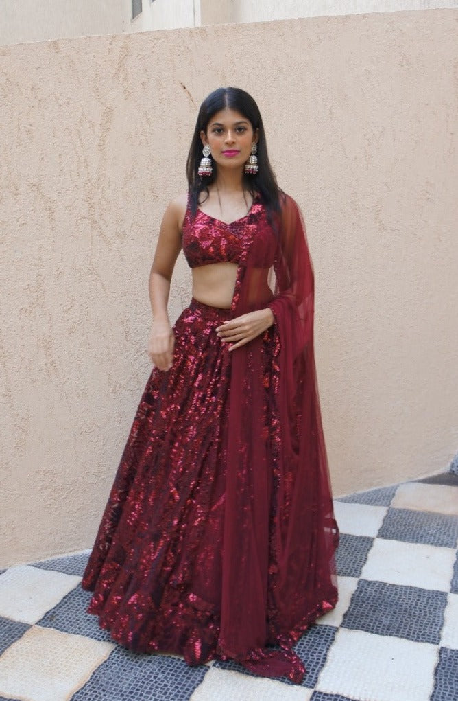 TCR Hot pink Taffeta Lehenga!