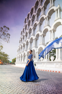 TCR Blue Beaded Boat Neck Lehenga!