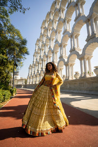 Golden Yellow Embroidered Lehenga with Strappy Blouse!
