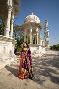 Royal Plum & Coral Ombre Embroidered Lehenga Set!