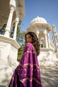 Royal Plum & Coral Ombre Embroidered Lehenga Set!