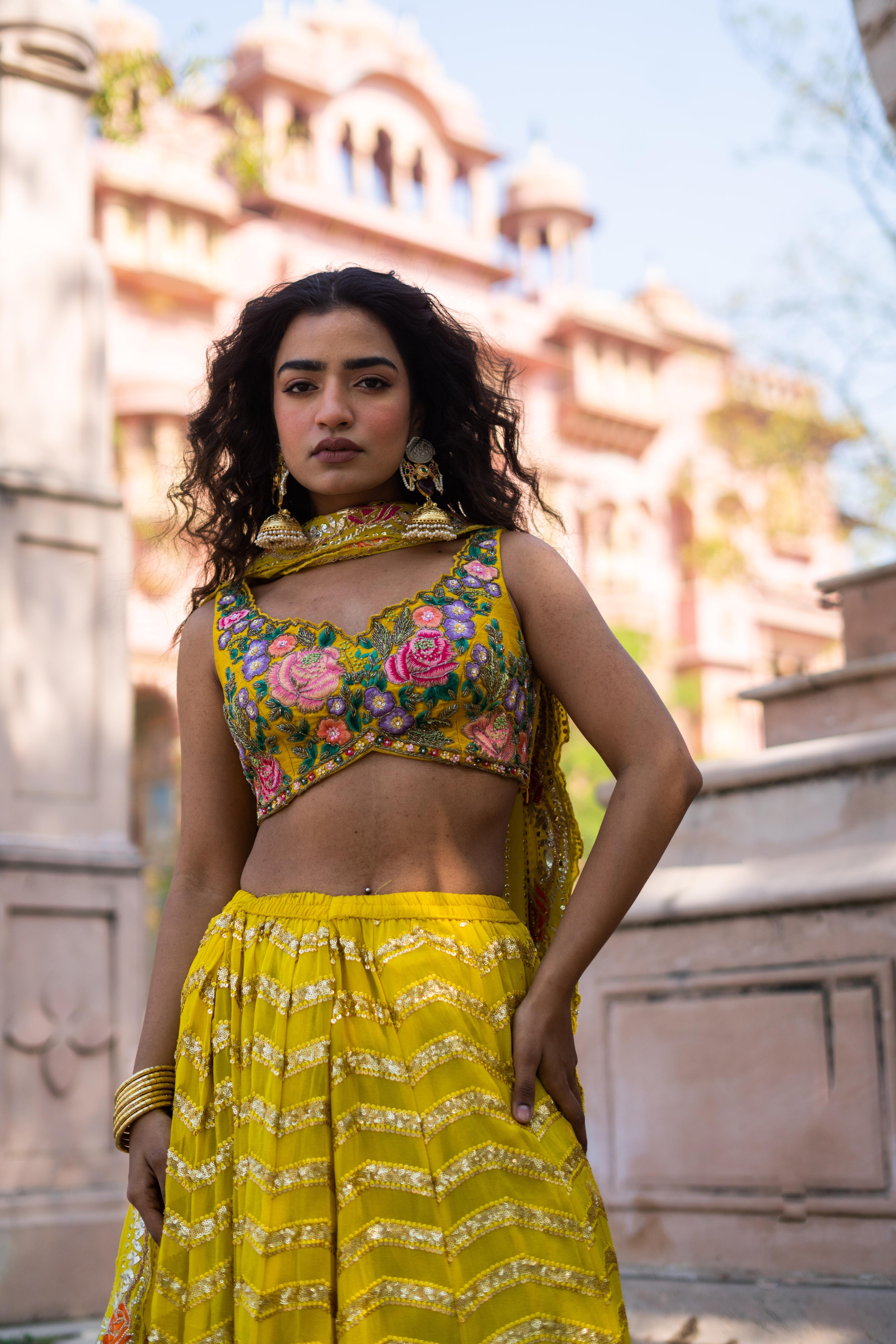 Sunlit Bloom Sequin Lehenga Set!