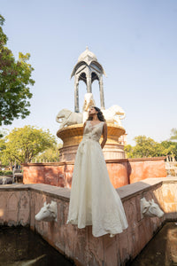 Cream Brocade & Sequin Evening Gown!