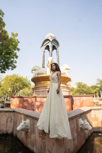 Cream Brocade & Sequin Evening Gown!