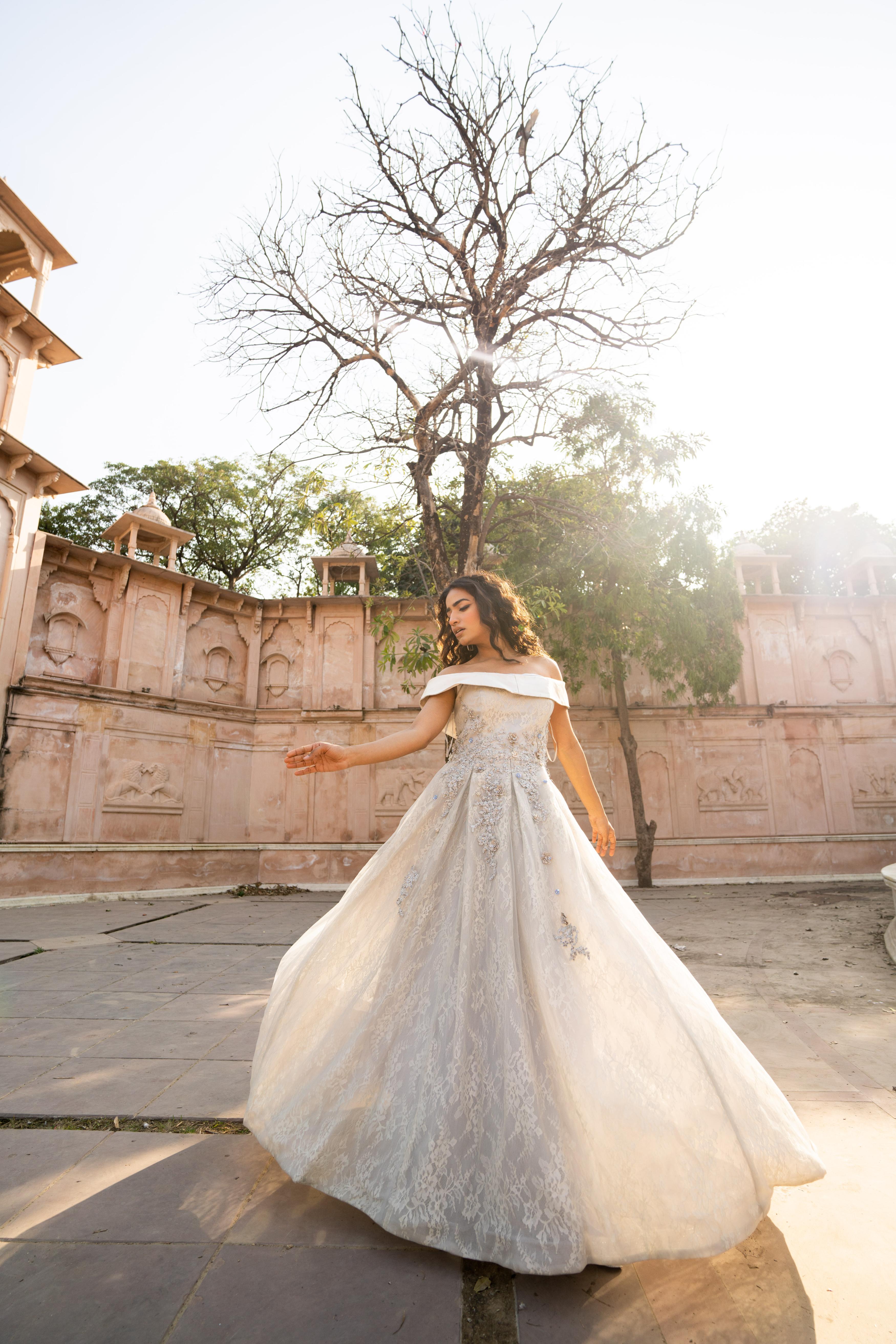 Dove-Grey Off-Shoulder Lace Evening Gown!