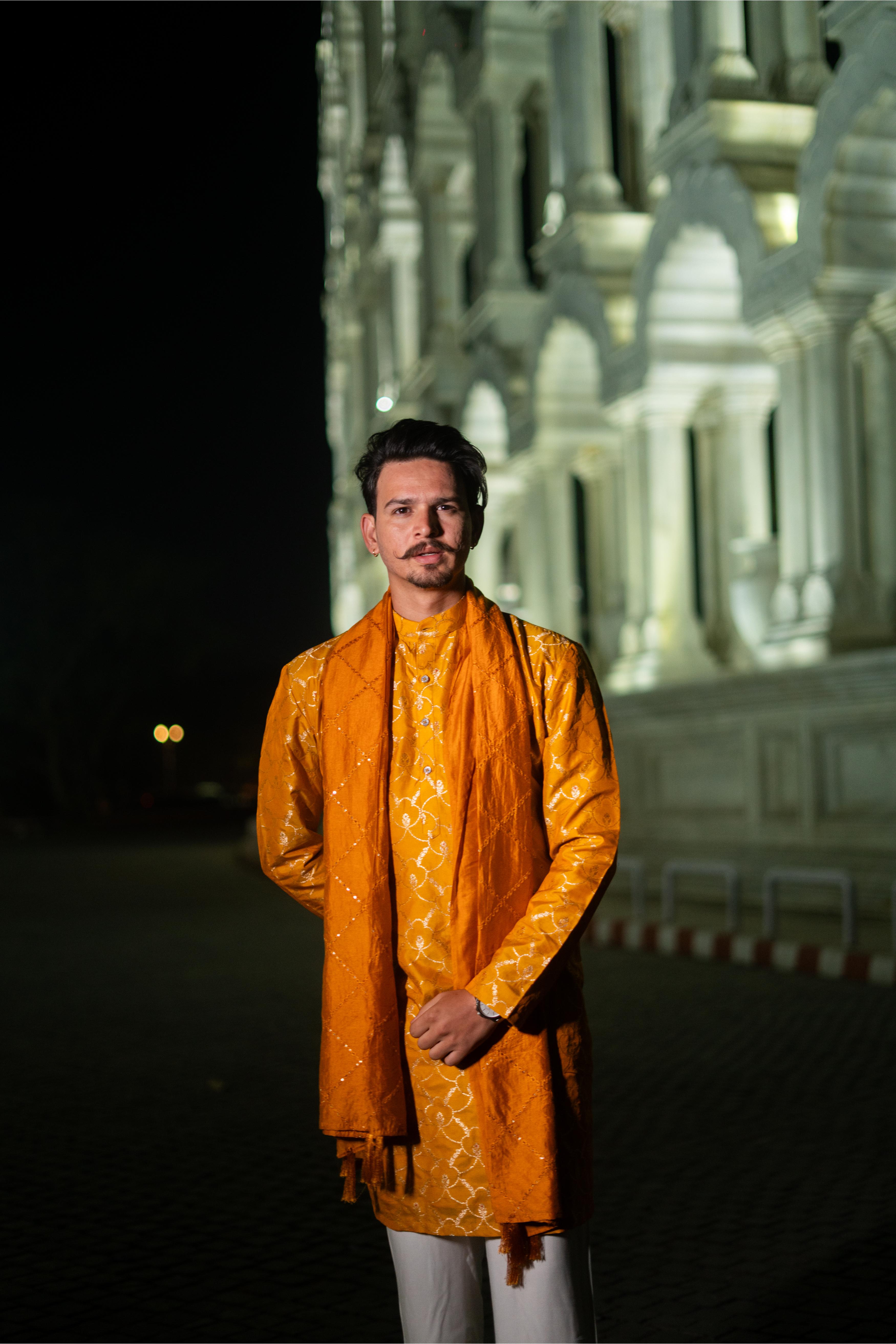 TCR Mustered Yellow Silk Kurta!