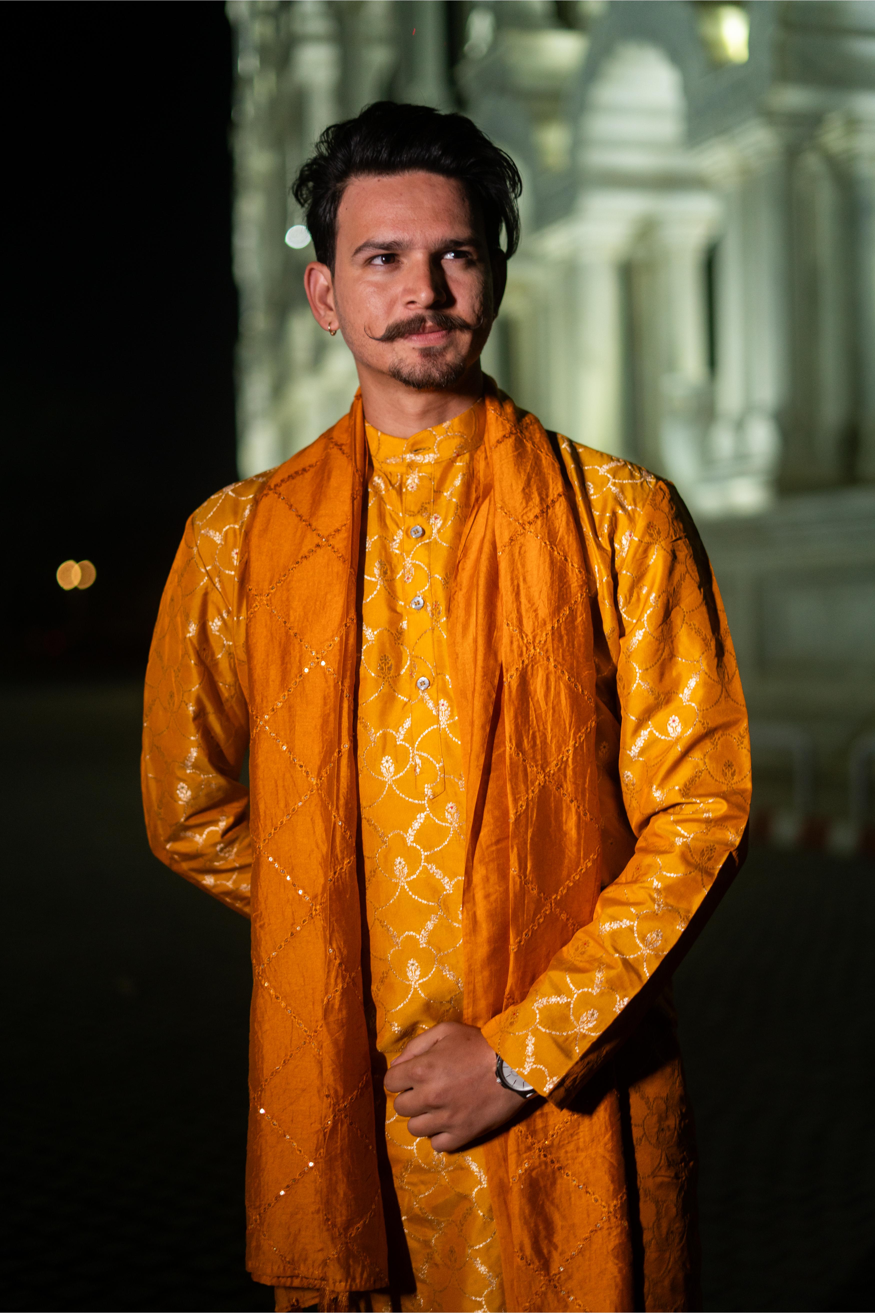 TCR Mustered Yellow Silk Kurta!