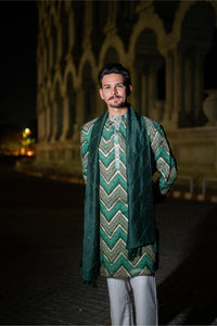 TCR Royal Emerald green chevron kurta set!