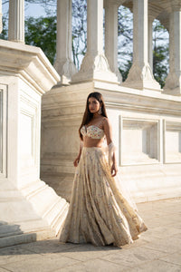 TCR Beige Floral Sequin Embroidered Lehenga Set!