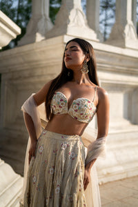 TCR Beige Floral Sequin Embroidered Lehenga Set!
