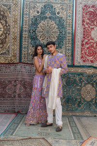 TCR Men Purple Shervani With Gold Embroidery !