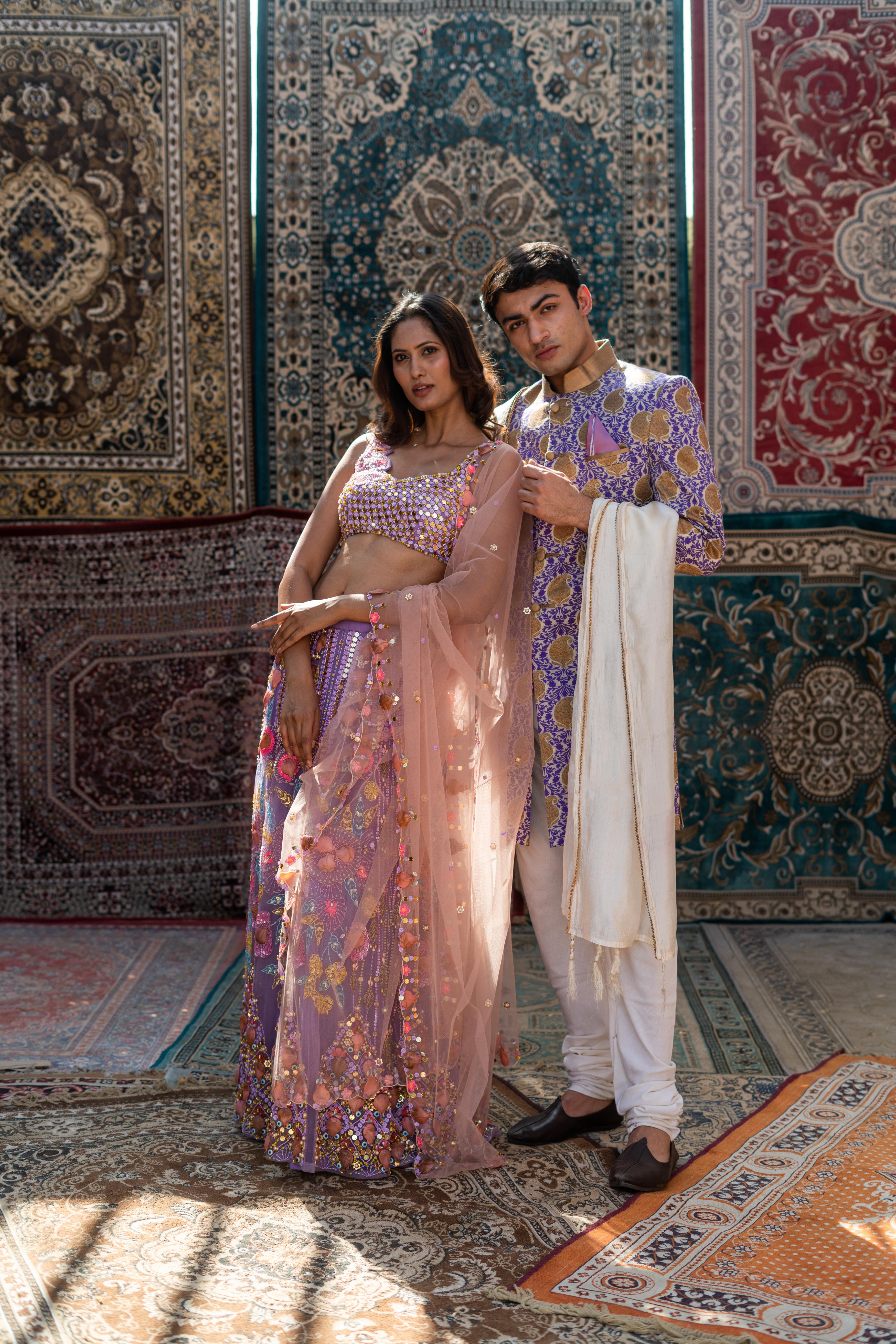 TCR Men Purple Shervani With Gold Embroidery !