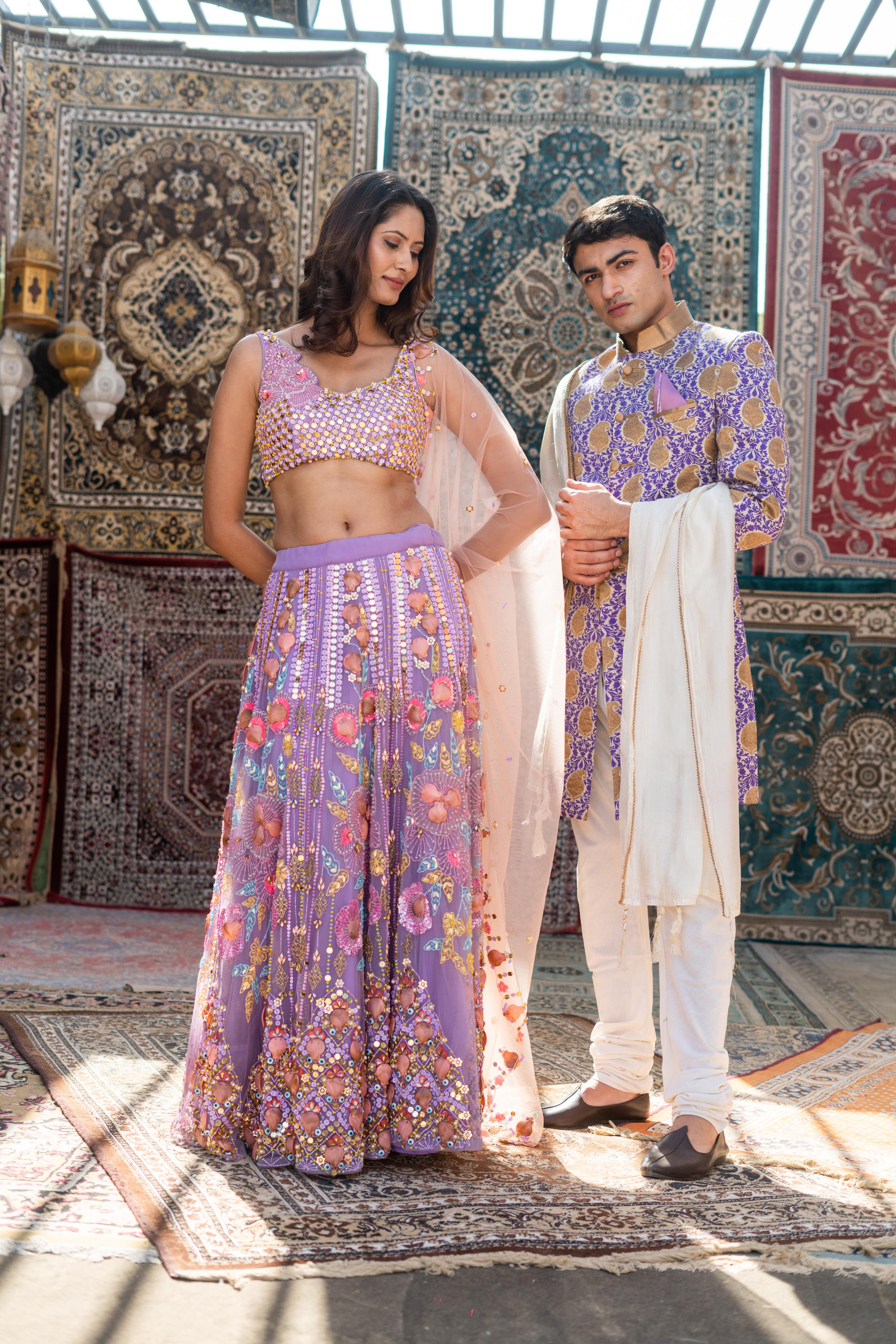 TCR Men Purple Shervani With Gold Embroidery !