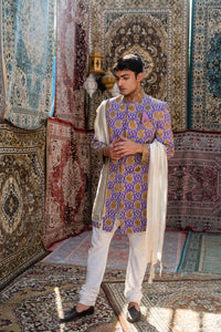 TCR Men Purple Shervani With Gold Embroidery !