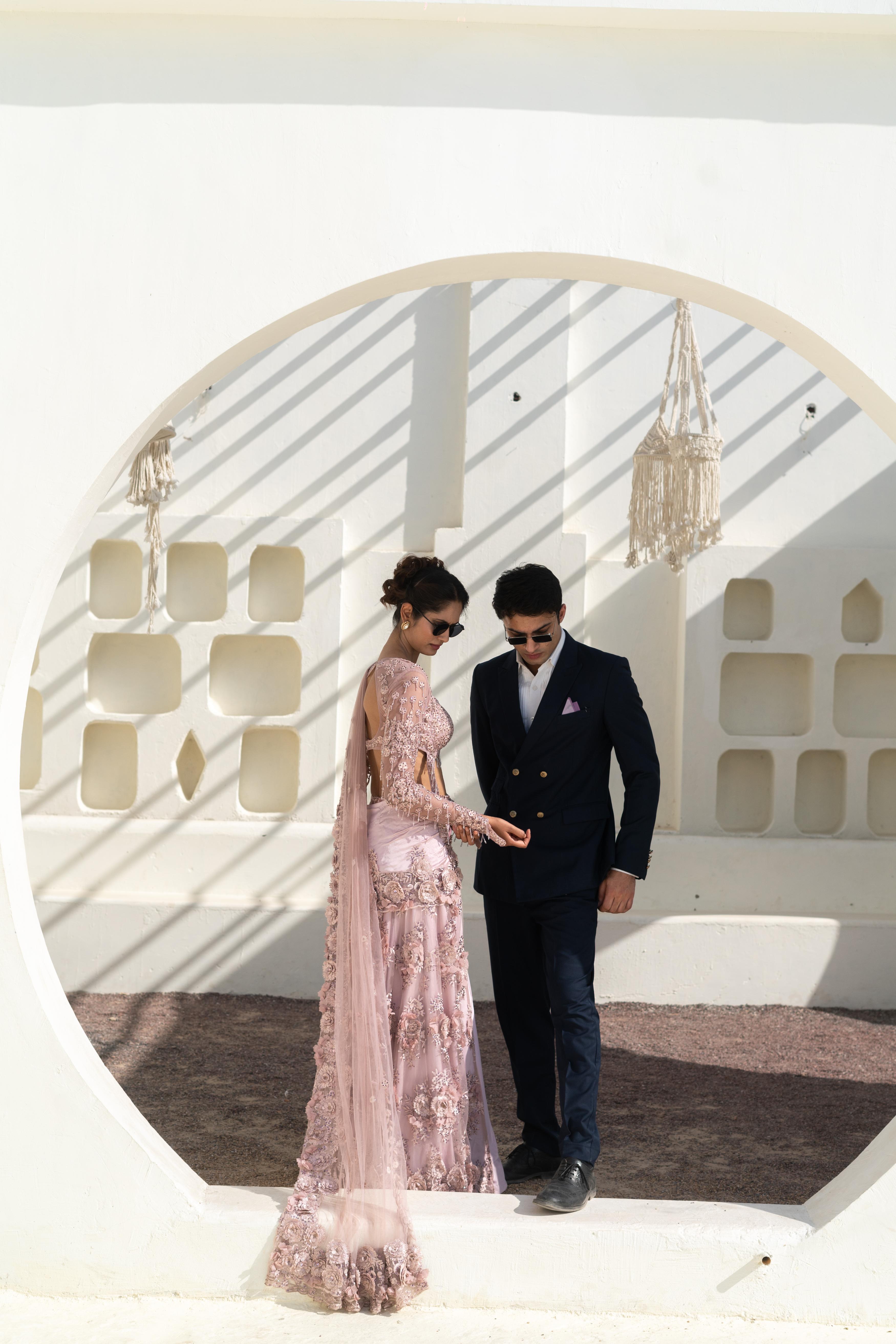 TCR Blush Pink Embellished Saree Gown!