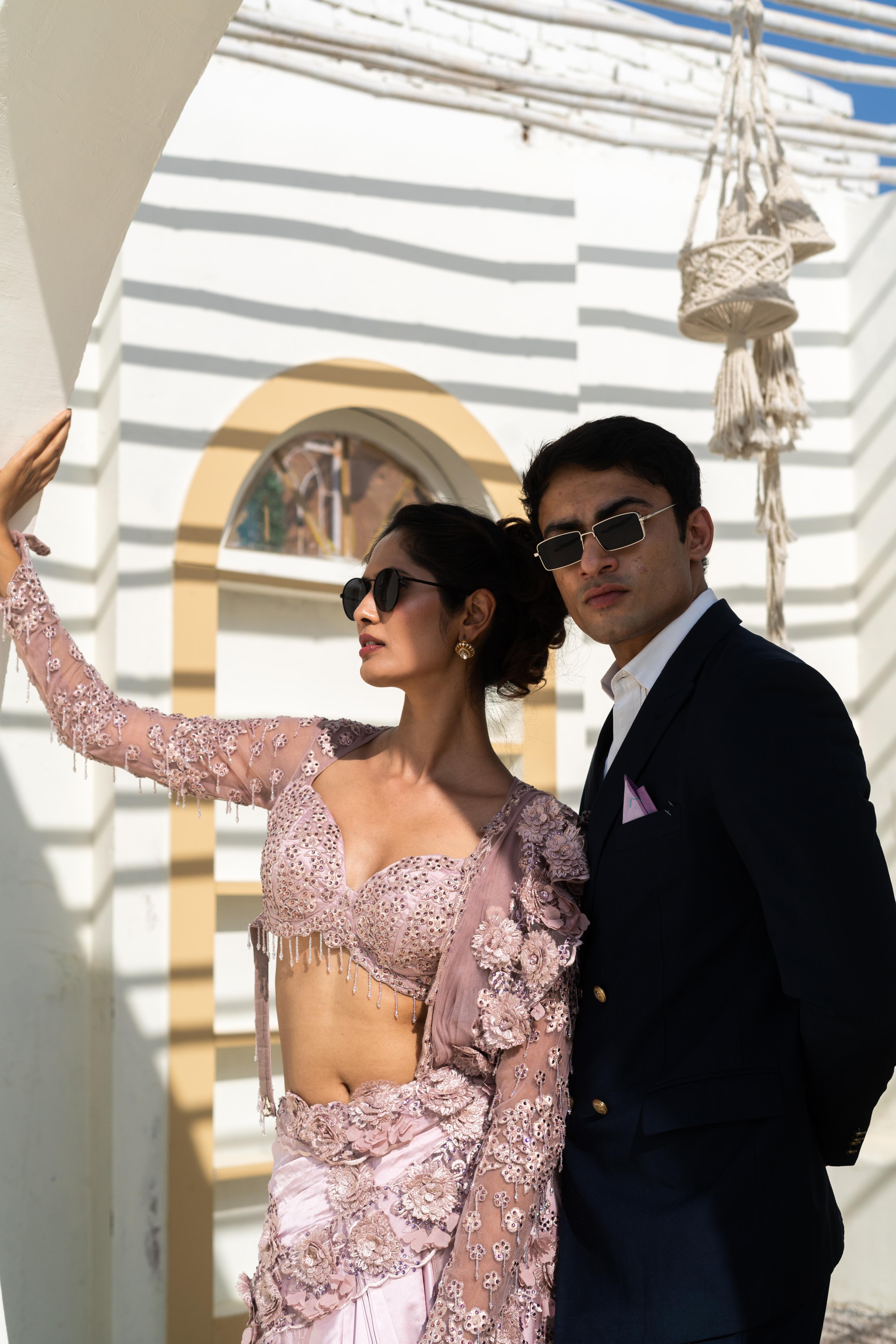 TCR Blush Pink Embellished Saree Gown!