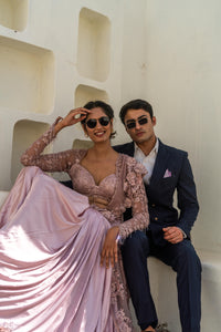 TCR Blush Pink Embellished Saree Gown!