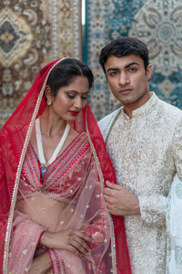 TCR Ivory Embroidered Sherwani with Dupatta!