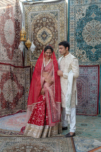 TCR Ivory Embroidered Sherwani with Dupatta!
