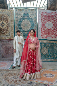 TCR Red & Gold Bridal Lehenga with Embroidered Dupatta!