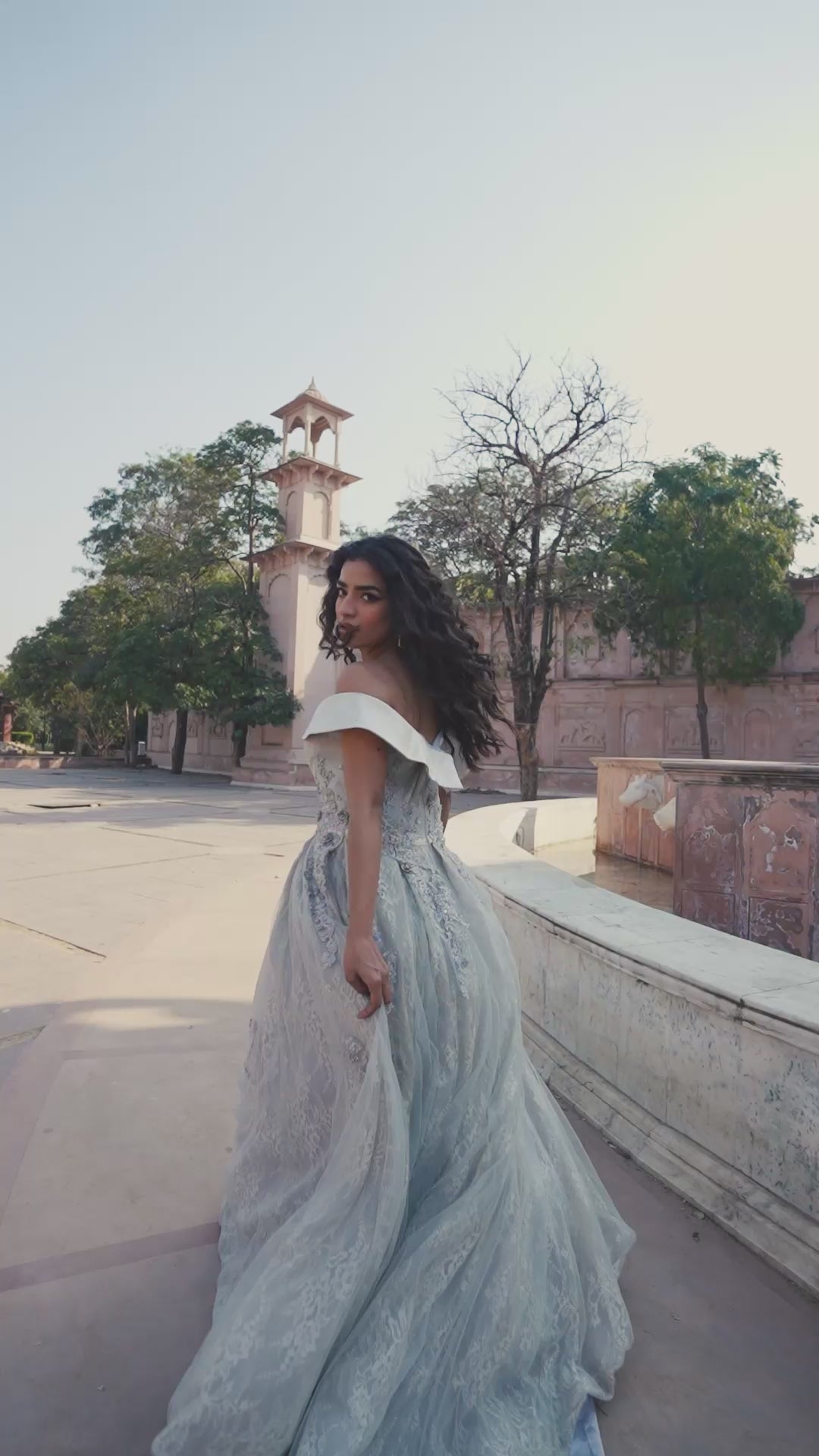 Dove-Grey Off-Shoulder Lace Evening Gown!