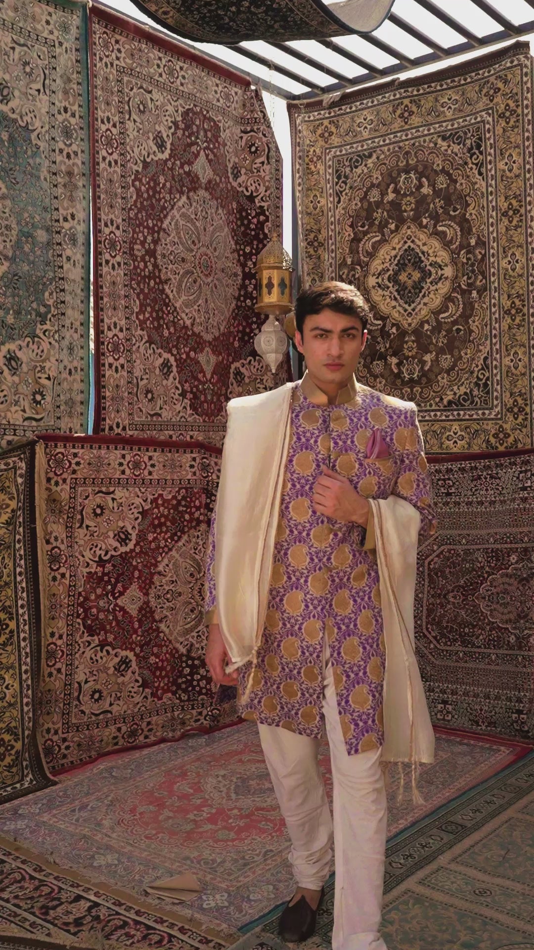 TCR Men Purple Shervani With Gold Embroidery !
