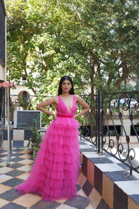 TCR Pink Tiered Ruffle Tulle Ball Gown!