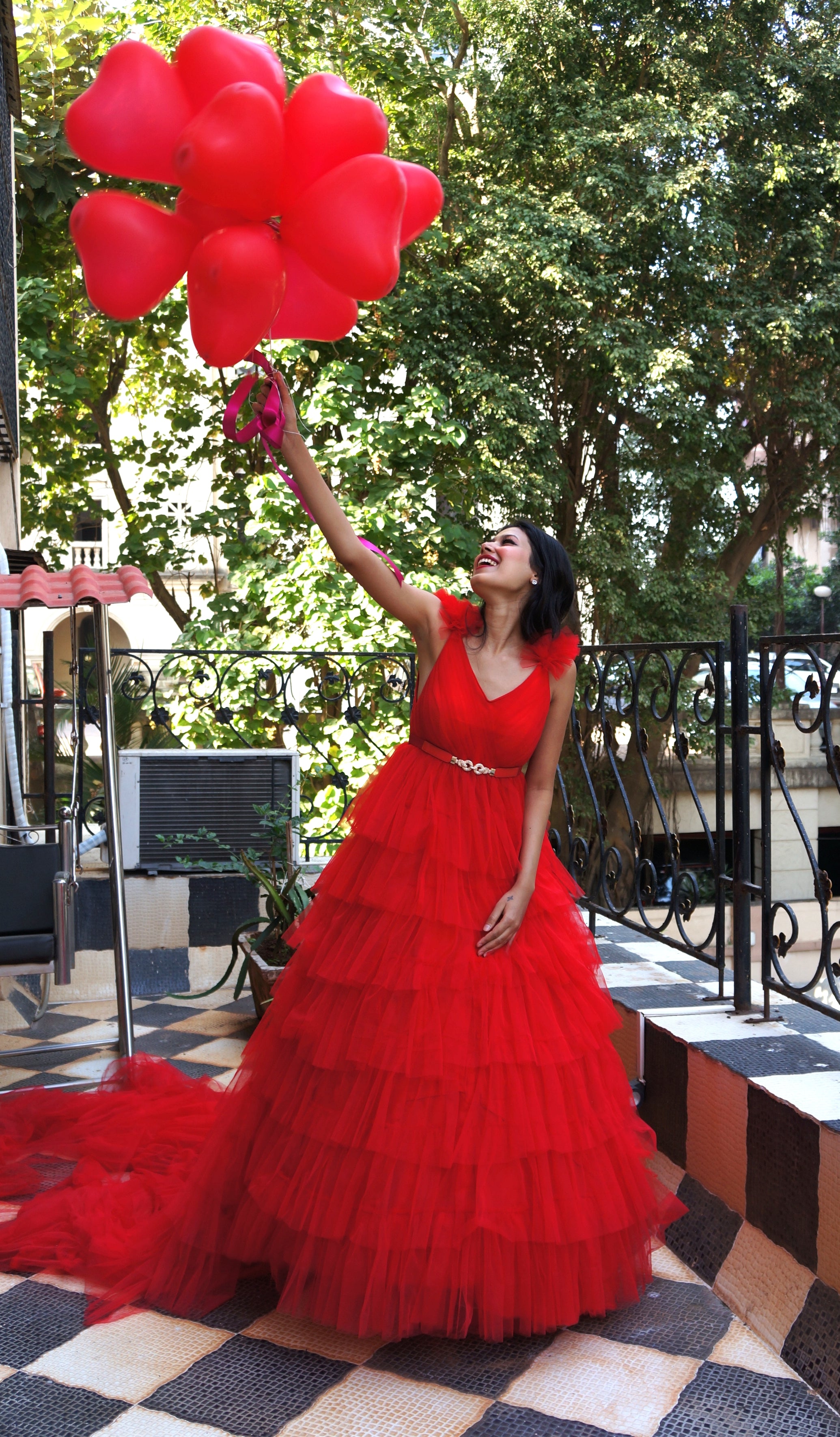 red dress with trail Trending Long Trail Red Gowns for Brides