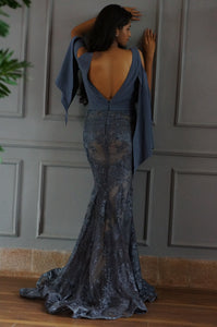 TCR Bluish Grey Mermaid Evening Gown!