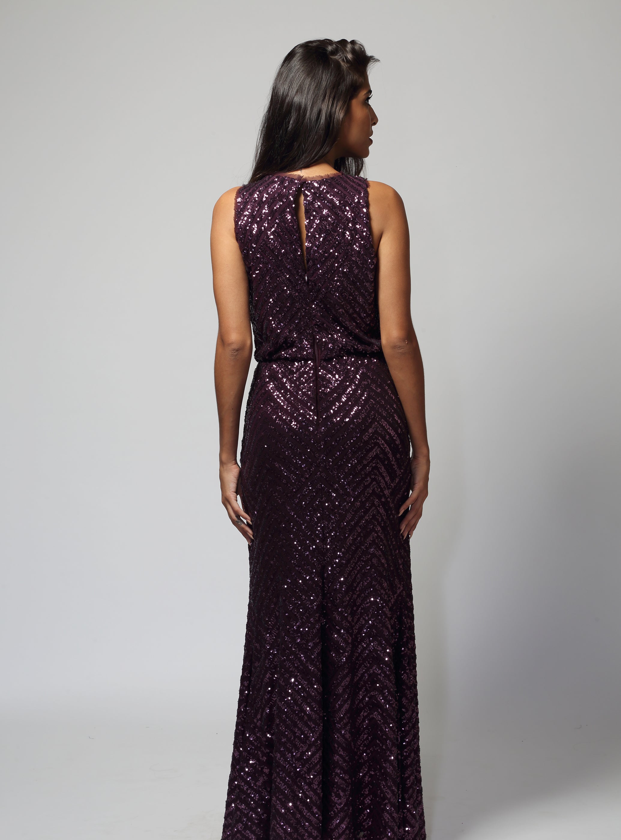 Calvin Klein Purple Sequin Gown!