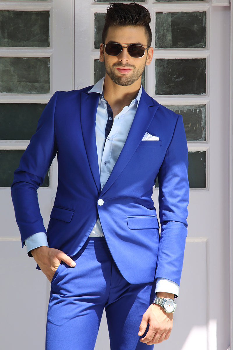 Men's Blazer Slim Fit One Button Suit Jacket Blue Formal Sport Coat – MOGU  SUIT