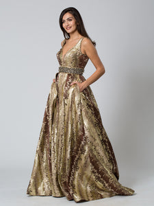 JOVANI Gold Snake Print Gown!