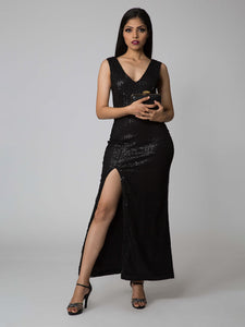 TCR Black Cutout Sequin Gown!