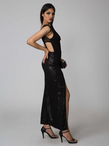 TCR Black Cutout Sequin Gown!