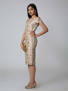 gold brocade dress Embellished Long Sleeve Ball Gown The layered structure of the skirt adds depth and movement A-Line Metallic Brocade Midi Formal