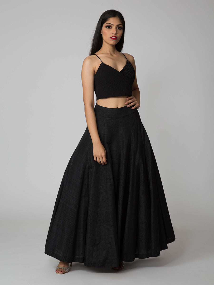 TCR Black Overlap Crop Top With Puffy Skirt!
