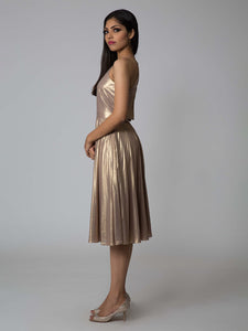 Karen Millen Metallic Gold Pleated Dress!