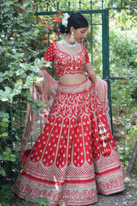 TCR Red Embroidered Bridal Lehenga Choli!