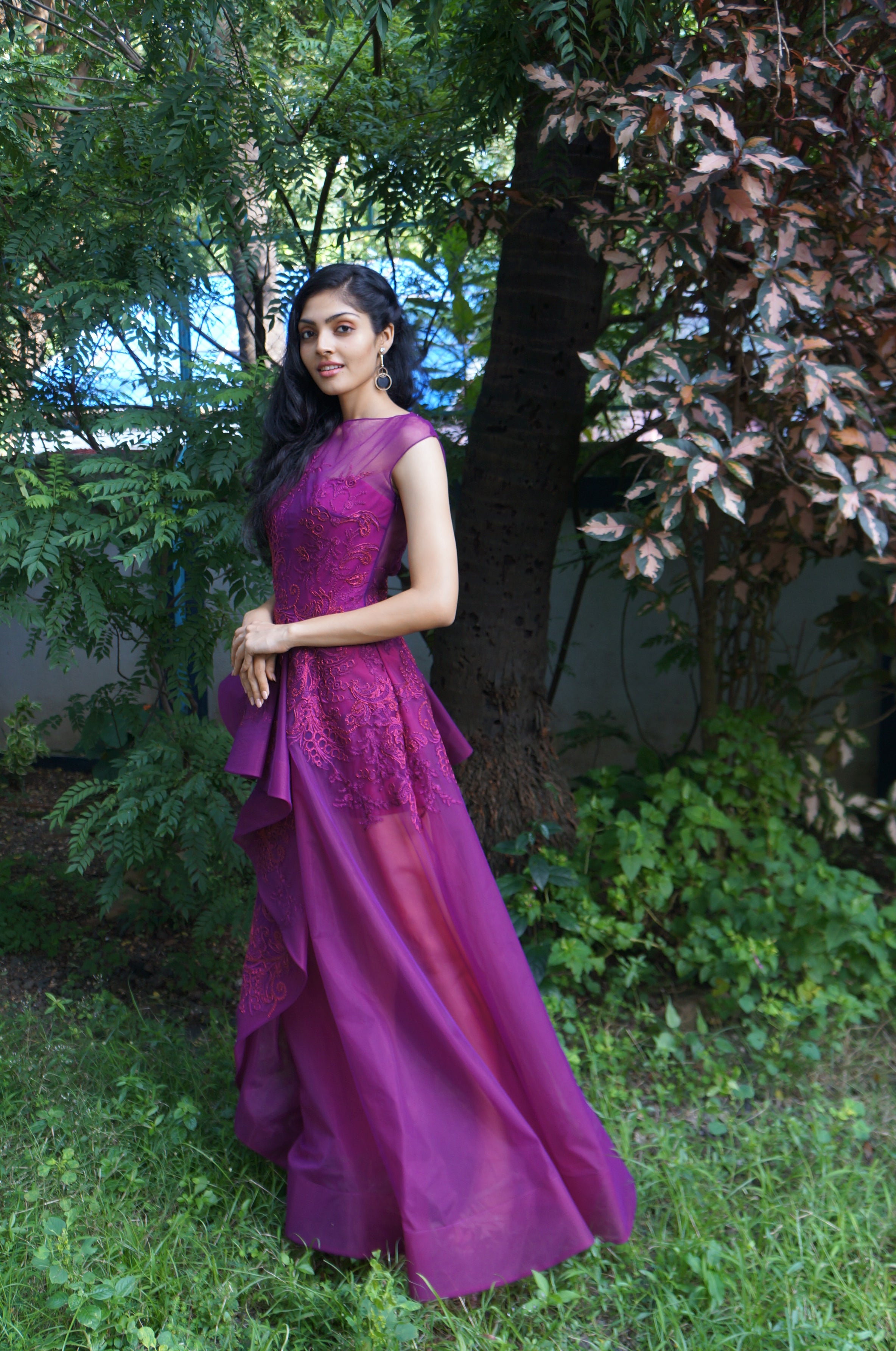 Buy Miss Chase Black  Purple Embellished Gown for Women Online  Tata CLiQ